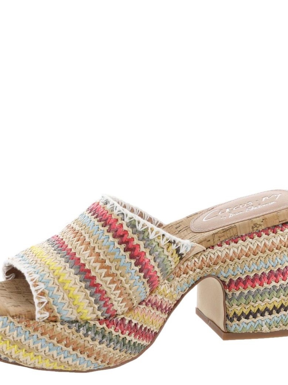 Sam Edelman Multicolor Woven Zigzag Block Heel Mules